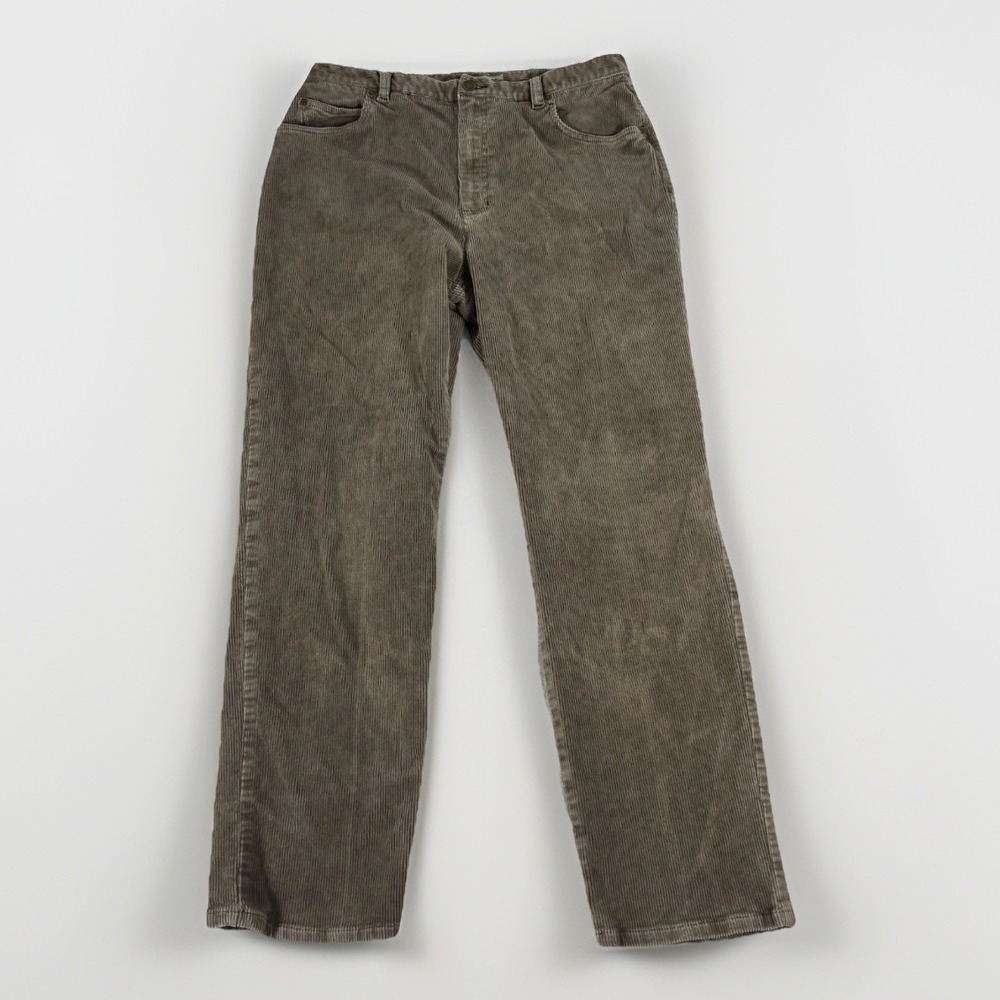 Corduroy Pants Womens 14 Brown Straight Leg Dark Academia Fall Vintage Preppy